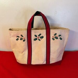 Vintage 80s L.L.Bean DAIGH Boat and Tote Christmas Holly Large Bag (Stained)